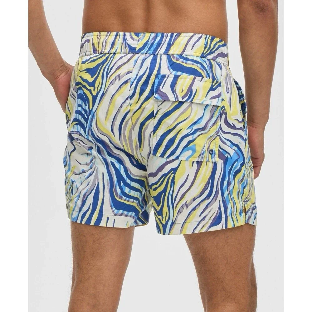 Mode of One Men's Retro Wave Regular-Fit Printed Swim Trunks - Small